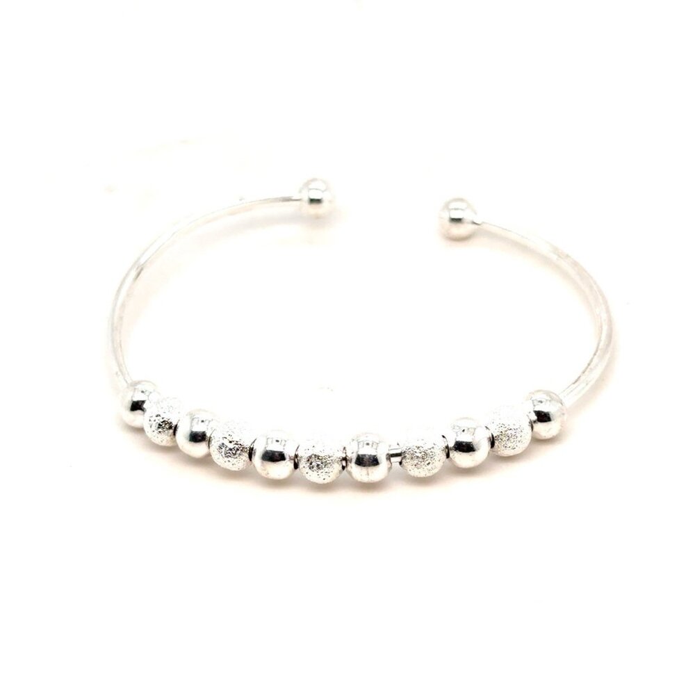 Silver Beaded Open Cuff - image 1